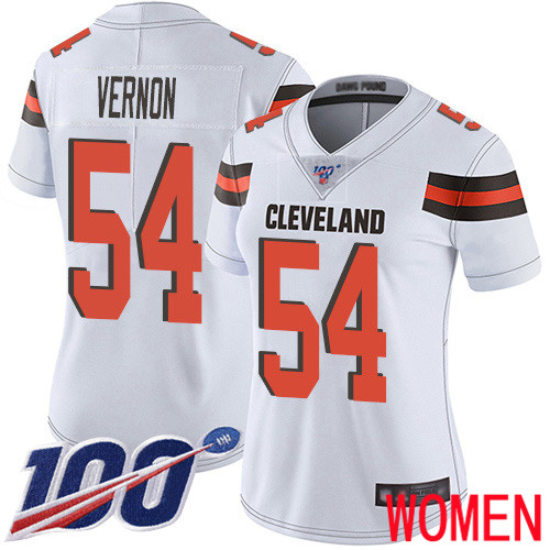 Cleveland Browns Olivier Vernon Women White Limited Jersey 54 NFL Football Road 100th Season Vapor Untouchable